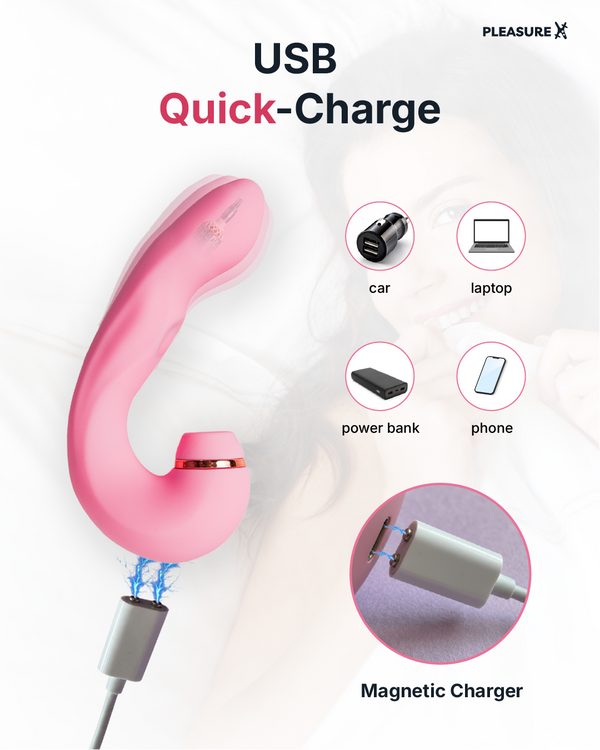 3 in 1 clit suction and G-spot vibrator for women with different charger