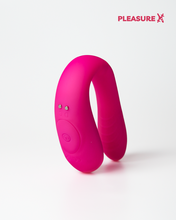 Remote control U-shaped couple vibrator in pink