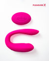 Remote control U-shaped couple vibrator in pink with remote