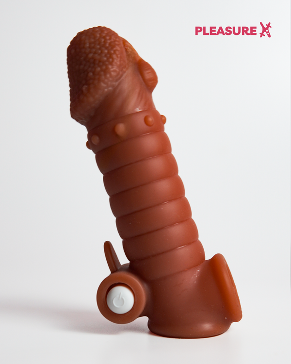 vibrating textured penis sleeve for couples vertical image