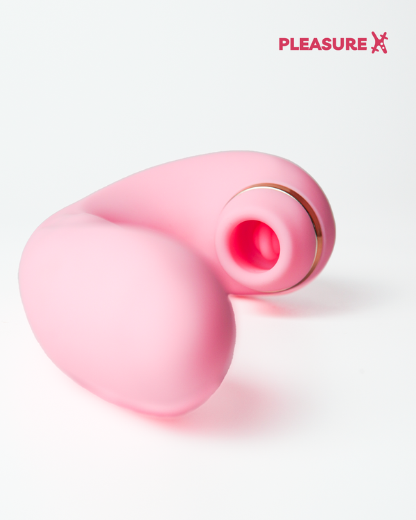 3-in-1 pink clit suction and G-spot vibrator with buttons and flapping tongue explainer view
