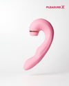 3-in-1 pink clit suction and G-spot vibrator with buttons and flapping vertical view