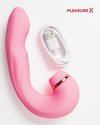3-in-1 pink clit suction and G-spot vibrator with buttons and flapping tip with charger
