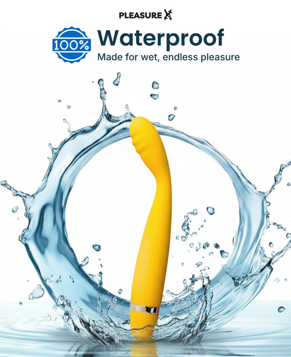 Flexible yellow G-spot vibrator for womendisplaying water proof feature