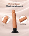 Realistic penis dildo featuring impact head and veiny shaft made from soft silicone