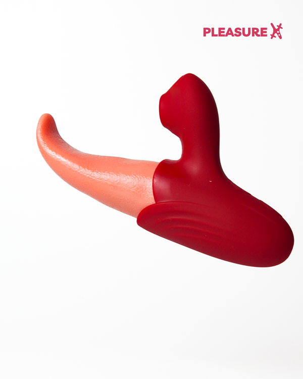 Realistic Tongue Licker clitoral vibrator with realistic tongue for women side view