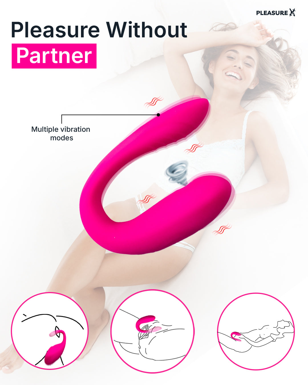 U-Shaped Wearable Couple Vibrator Remote Control PLEASUREX U-Shaped Wearable Couple Vibrator Remote Control PLEASUREX