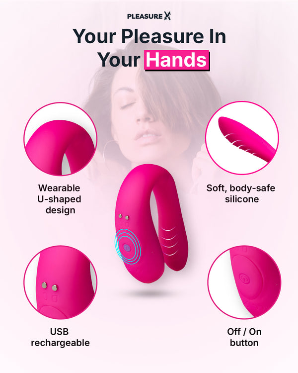 Remote Controlled U Shape Vibrator Product Features Explainer Image