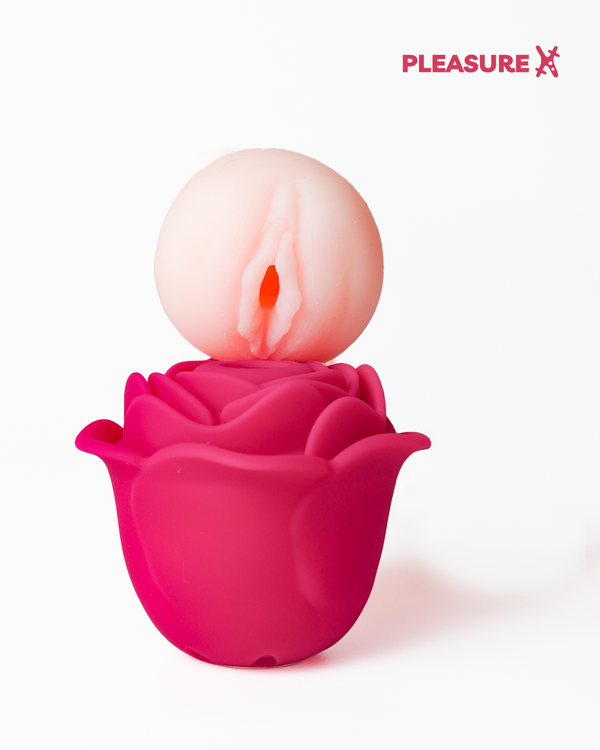 Pink rose nipple and clitoral vibrator for women with vaginal demo