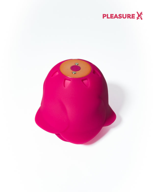 Pink rose nipple and clitoral vibrator for women charging view