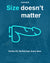 Advertisement with text 'Size doesn't matter' and a product illustration on a blue background of a male mastrubation sex toy